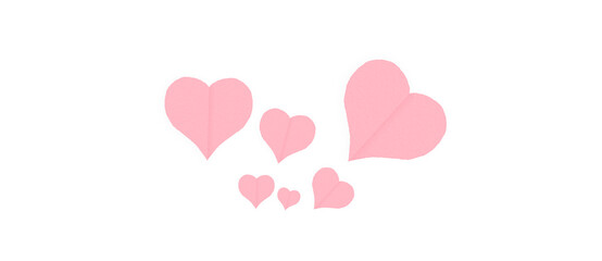 Pink paper heart shape isolated on transparent background. Valentine's Day. Red heart with shadow. Love. Illustration.