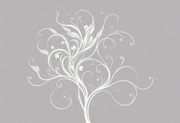 Intricate network of flowing, curving lines forming stylized plant-like structures, in shades of grey,  organic,  botanical