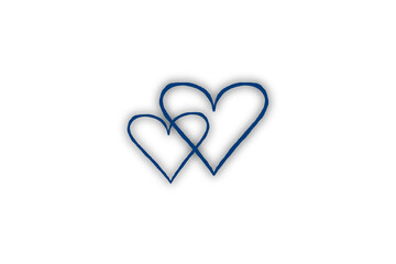 Isolated blue paper heart shape on transparent background. Valentine's Day. Red heart with shadow. Love. Illustration.