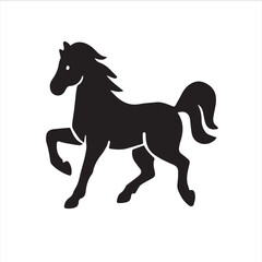 Black silhouette of a horse in profile view