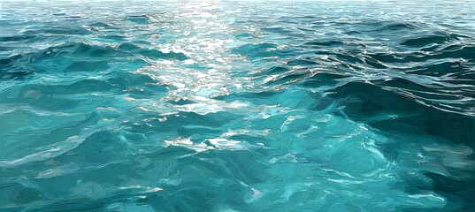 Abstract Turquoise Texture With Soft Light And Gentle Waves On A Rippling Water Surface