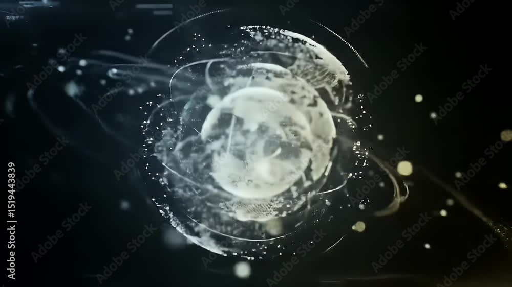 Poster abstract glowing orb with dynamic trails