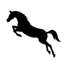 Running wild horse jumping silhouette vector illustration icon on white background