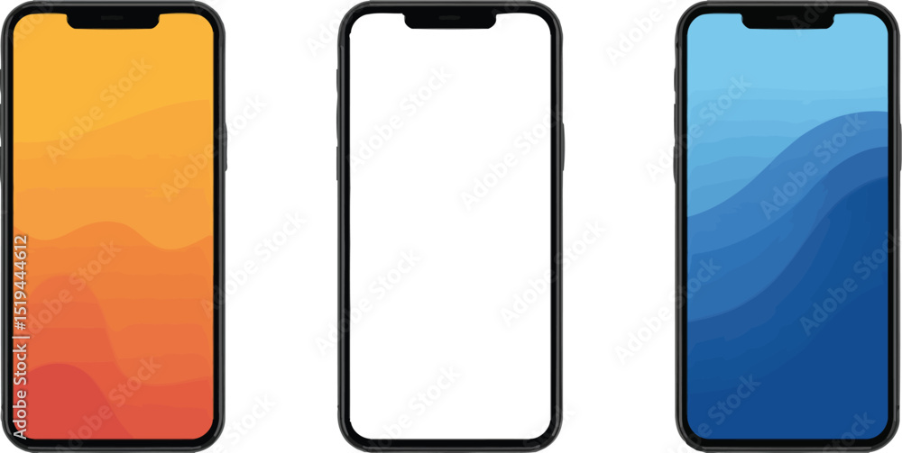 Poster mockup phone smartphone blank screen mobile app design template display device technology presentati