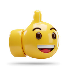 3D Render of a Smiling Thumbs Up Emoji