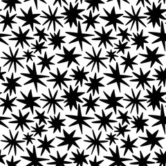 black and white star seamless pattern
