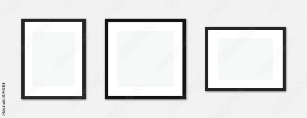 Poster photo frame mockup. vector isolated picture frame mockup with shadow on white background. image fram