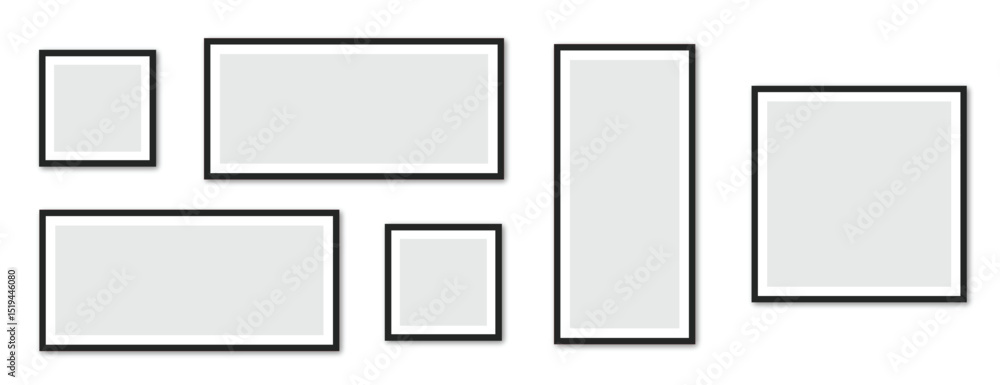 Poster photo frame mockup. vector isolated picture frame mockup with shadow on white background. image fram