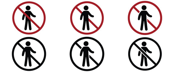 Prohibited Signs Icon Set   Red Warning Labels for No Entry, Ban, and Do Not Touch