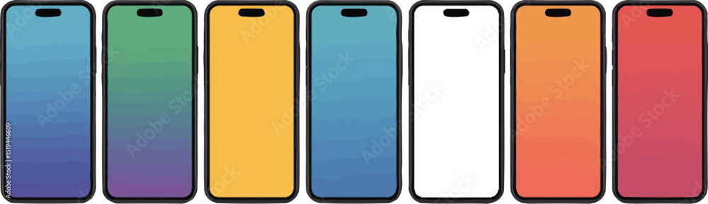 Poster colorful phone mockups showcasing gradient backgrounds for app design and ui presentation ideas onli