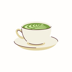 A Cup of Matcha Latte, isolated ilustration, icon, on the white background