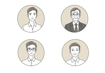Illustration of Illustrations of four men of different ages isolated on white background