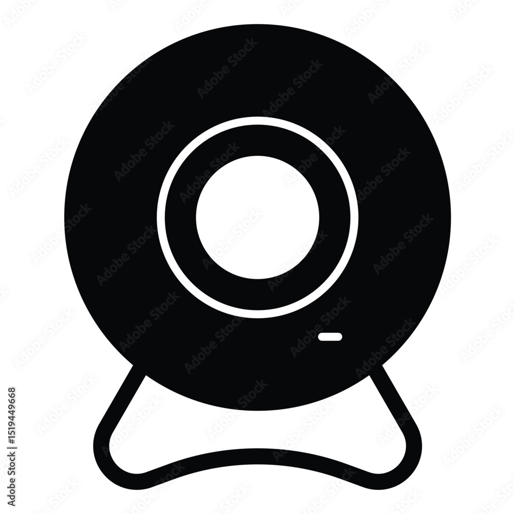 Poster web camera solid icon, remote work concept. vector graphics. video call recording device for online 