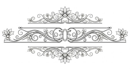 Fototapeta premium Elegant Floral Design Frame Border Ornament | Vintage Style Decorative Element for Invitation Cards, Certificates, and Graphic Design Projects