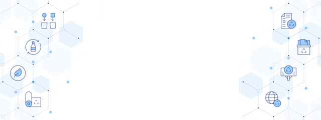 Recycling Banner Vector Illustration with Two-sided Icon Style. Line Duotone icon. Containing. recycle bin, recycle, eco, eco packaging, recycling