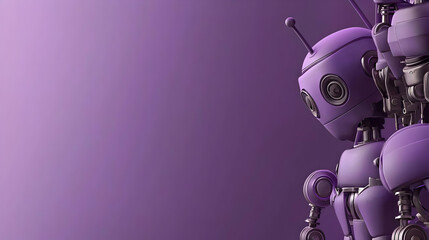 Purple Robotic Figure Against Gradient Background