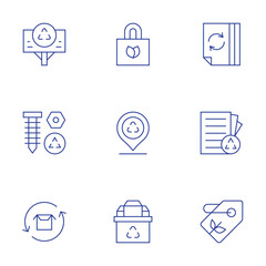 Recycling icons set. Thin Line style, editable stroke. shopping bag, recycling, placeholder, recycle, paper recycle, eco tag