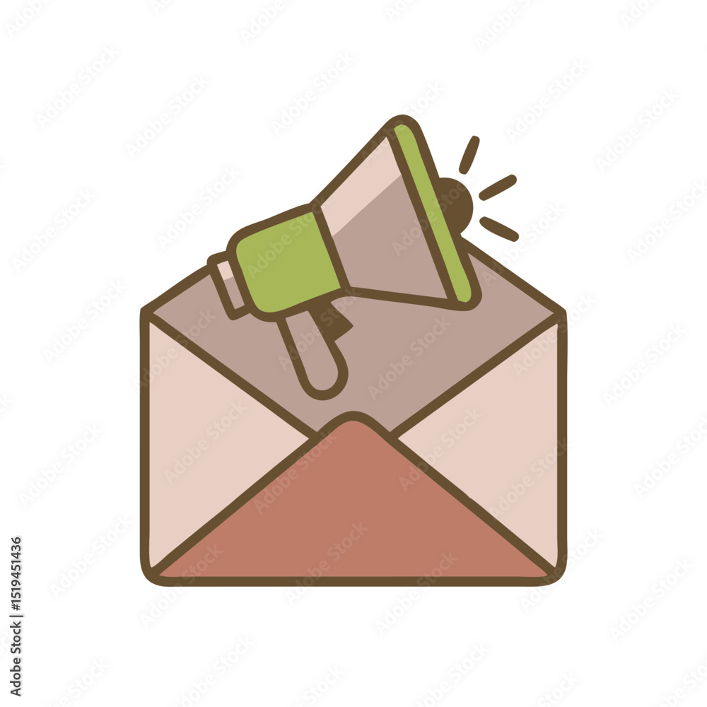 Aufkleber envelope with a megaphone symbol representing communication and announcements in a digital context