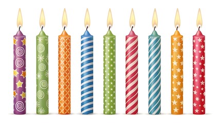 Colorful Birthday Candles: Perfect for Celebration Graphics