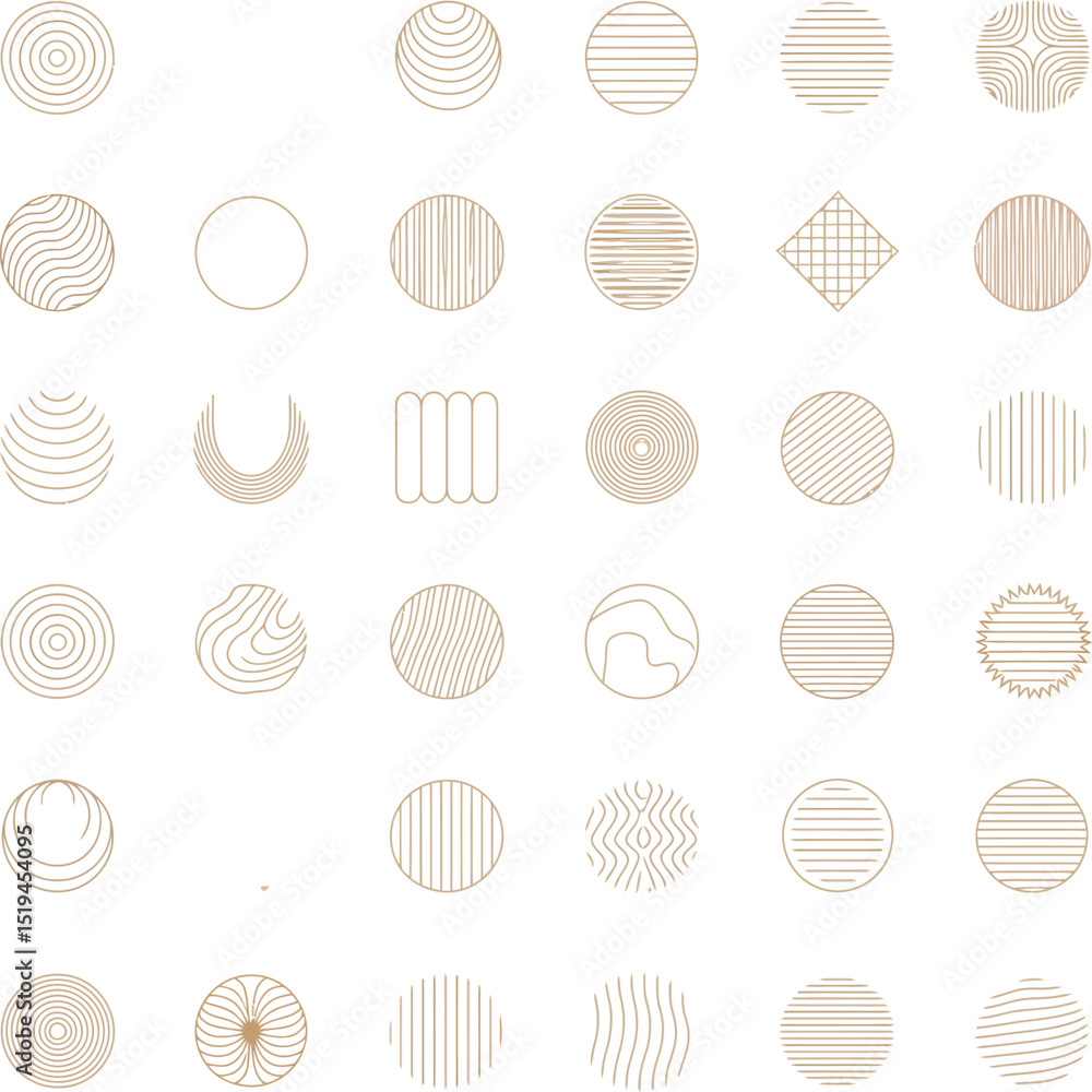 Aufkleber abstract circles shapes vector design elements geometric patterns gold line art illustration set col
