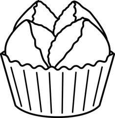 Chinese asian food fortune cake isolated.
Fa gao,Taiwan's traditional sacrificial food linear icon.
Chinese new year food vector illustration.
Steam sponge cake. 
Transparent background. SVG file.