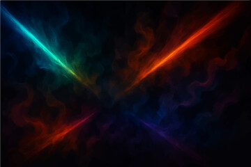 Fototapeta premium Abstract dark colourful with light rays and a hint of smoke texture.