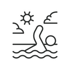 Swimming, icon in line design. Swimming, swimmer, pool, water, dive, freestyle, aquatic on white background vector.  Swimming editable stroke icon