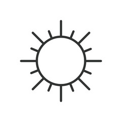 Sun, icon in line design. Sunshine, sunlight, solar, sun icon, bright, sunny weather on white background vector. For the theme: Sun editable stroke icon