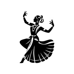 Fototapeta premium Traditional Indian classical dancer silhouette in a graceful artistic pose as vector logo design