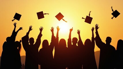 Graduation Silhouette Celebration for Education Promos, Ceremony Intros, Success Stories, Motivational Videos, and Academic Milestones