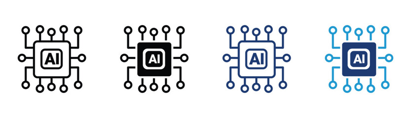 Fototapeta premium AI Processor vector icon for websites and mobile minimalistic flat design. Mini AI CPU icon in flat style. Mobile AI CPU. stock vector