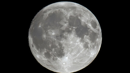 Obraz premium Detailed full moon view, showing craters and lunar surface textures