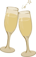 Watercolor Champagne Toast Illustration with Gentle Touch