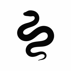 A black silhouette of a snake coiled in a graceful, elegant pose, isolated on a white background. The design is simple yet effective, ideal for use as a logo, tattoo, or decorative element.