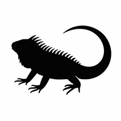 Silhouette of an Iguana: A Black and White Vector Graphic