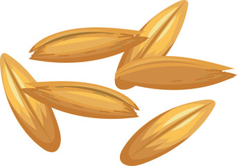 Oat grains falling and rotating on a white background, creating a dynamic and appetizing visual suitable for food and agriculture related projects