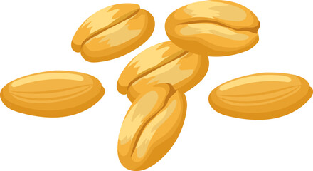 Oat grains falling and rotating on a white background, creating a dynamic and appetizing visual suitable for food and beverage marketing campaigns