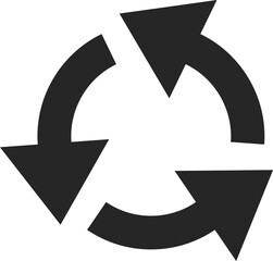 Rotating arrows forming a circle convey a sense of continuous movement, representing a cyclical process of repetition, renewal, and an ongoing workflow that never ends