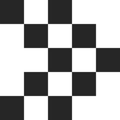Checkered pattern forming an arrow pointing to the right over a white background, ideal for concepts such as direction, choice and decision making