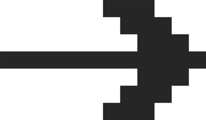 Black pixelated arrow pointing right against a clean white background, symbolizing direction and movement while enhancing digital navigation and user interface design