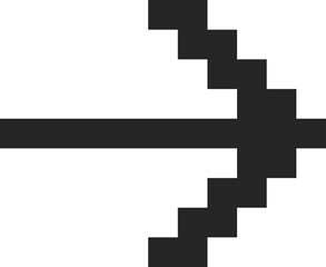 Black pixelated arrow pointing left against a clean white background, featuring a simple and minimalist design that symbolizes direction and navigation in a digital context