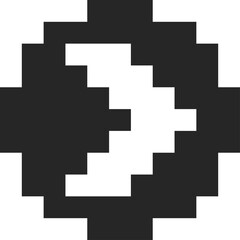 Fototapeta premium Pixel art representing number three with a square shape, using black and white pixels, ideal for vintage video game designs or retro aesthetics