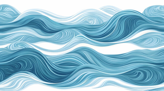 Abstract Water Flow Illustration with Gentle Waves and Swirling Lines