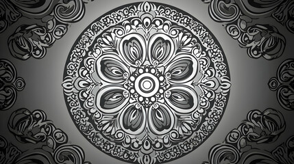 Detailed symmetrical monochromatic floral pattern creates an elegant backdrop