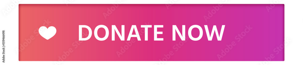 Poster rectangular button with rounded corners featuring a pink and orange gradient background, white donat