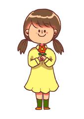 花を持った女の子