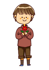 花を持った男の子