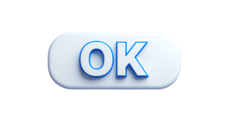 Blue OK Button, Isolated Transparent Background, Modern Design Element