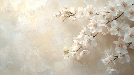 Elegant White Cherry Blossoms Artistic Painting Background artistic elegant cherry blossom delicate