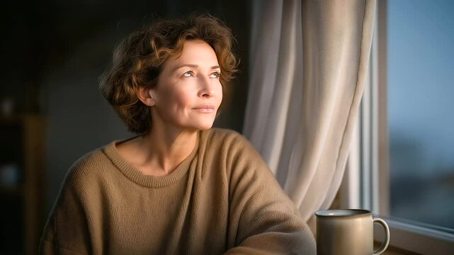 A reflective moment in solitude by the window